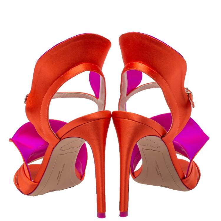 Pre Owned Sophia Webster Orange Satin Lucia Sandals Size 39.5