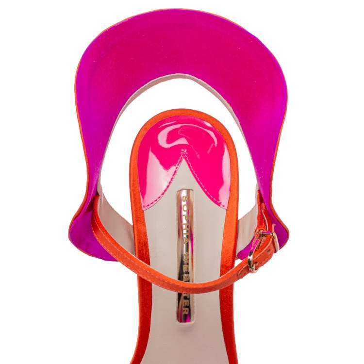 Pre Owned Sophia Webster Orange Satin Lucia Sandals Size 39.5