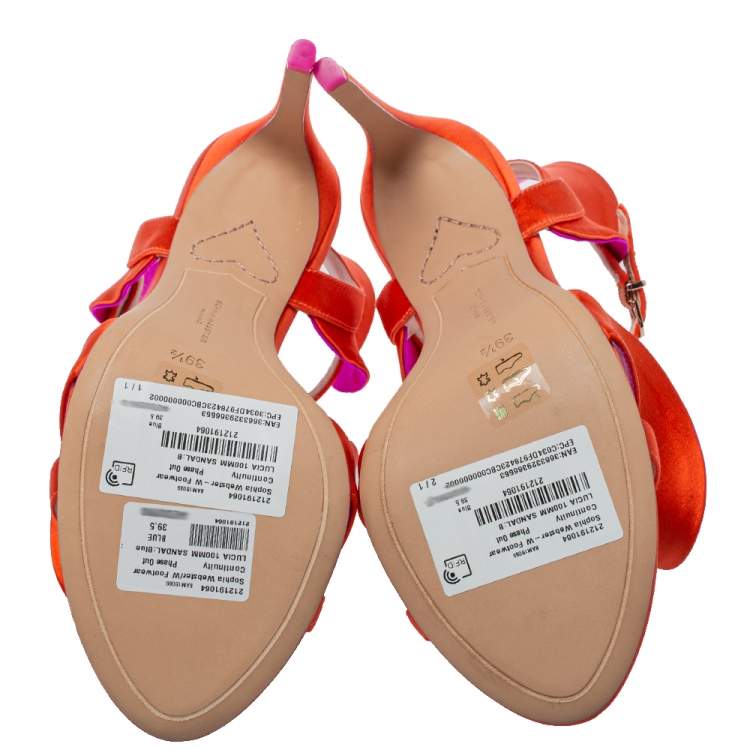 Pre Owned Sophia Webster Orange Satin Lucia Sandals Size 39.5