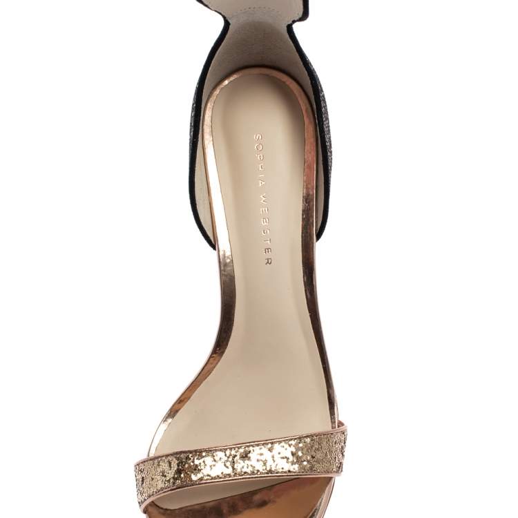 مملوكة مسبقًا Sophia Webster Bronze/Gold Glitter Nicole Ankle Strap Sandals Size 39