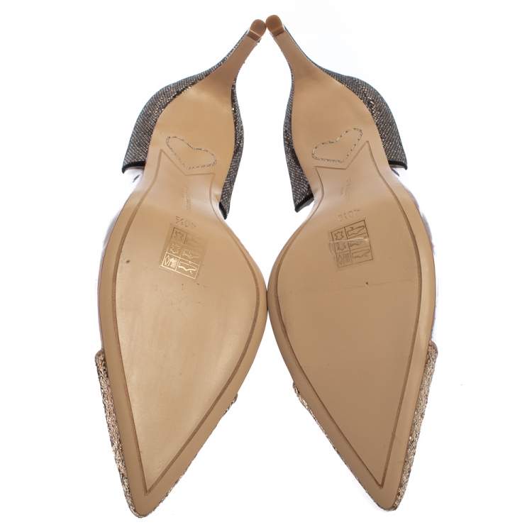 Pre Owned Sophia Webster Gold/Bronze Glitter And PVC Daria Pumps Size 40.5