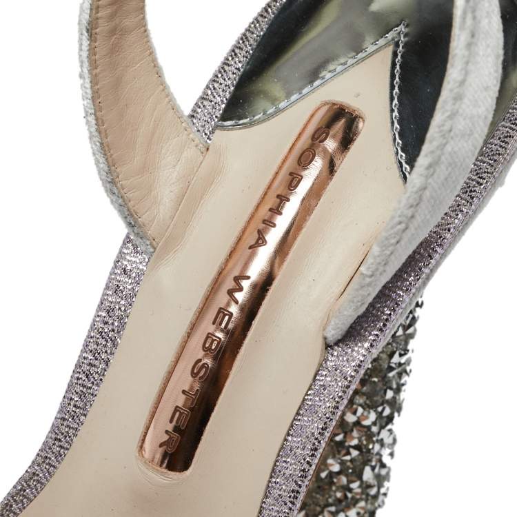 Pre Owned Sophia Webster Grey Velvet Glacia Embellished Platform Ankle Strap Sandals Size 39
