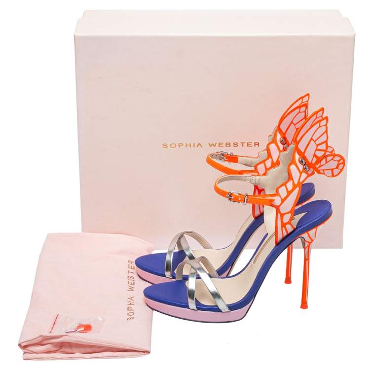 Pre Owned Sophia Webster Multicolor Leather Chiara Wing Sandals Size 36