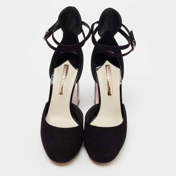 مملوكة مسبقًا Sophia Webster Black Suede Stacey Ankle-Strap Pumps Size 39