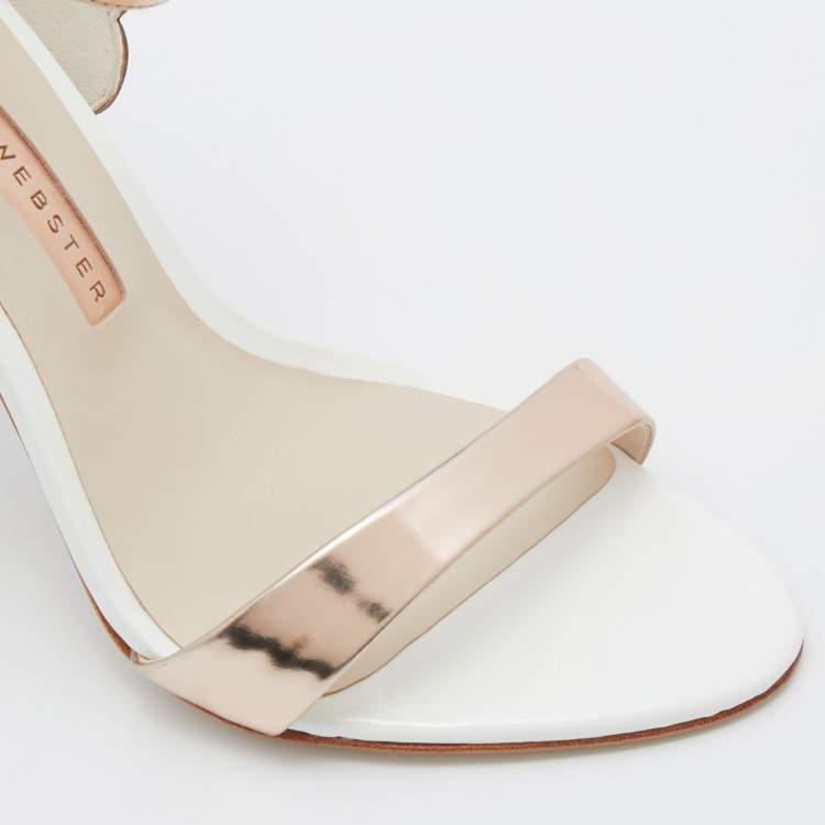 مملوكة مسبقًا Sophia Webster Metallic Rose Gold Leather Chiara Butterfly Ankle Strap Sandals Size 37