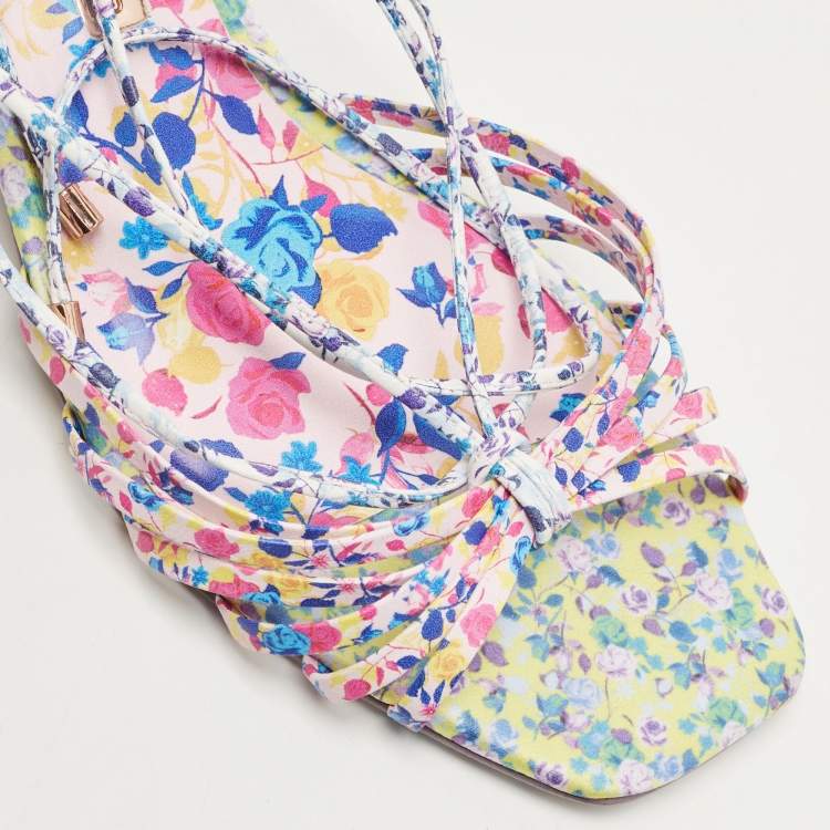 Pre Owned Sophia Webster Multicolor Printed Leather Laurellie Ankle Tie Sandals Size 40