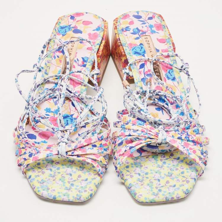 Pre Owned Sophia Webster Multicolor Printed Leather Laurellie Ankle Tie Sandals Size 40