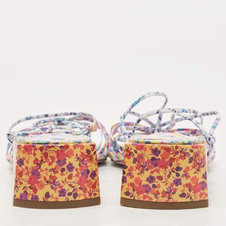 Pre Owned Sophia Webster Multicolor Printed Leather Laurellie Ankle Tie Sandals Size 40