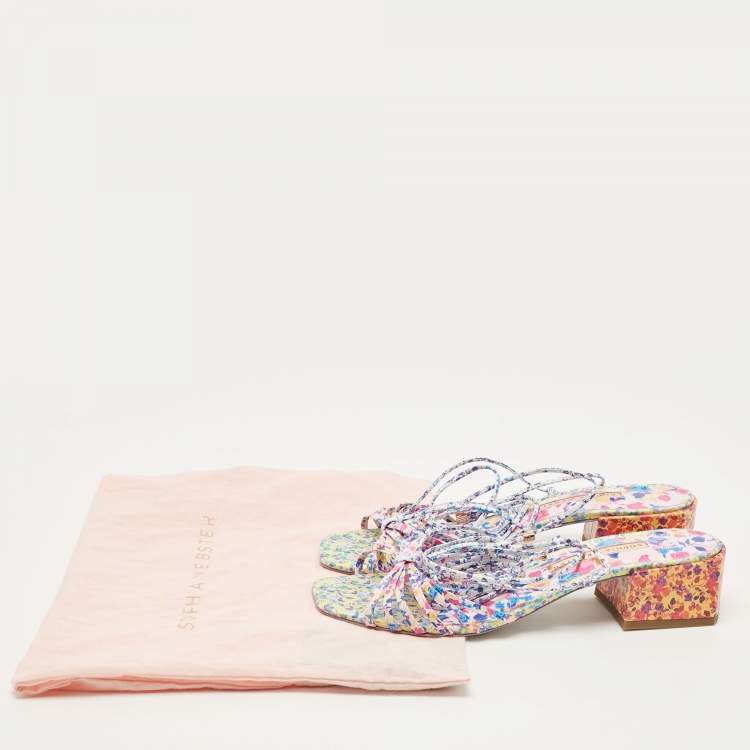 Pre Owned Sophia Webster Multicolor Printed Leather Laurellie Ankle Tie Sandals Size 40