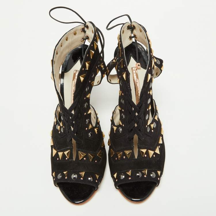 Pre Owned Sophia Webster Black Suede Studded Riko Sandals Size 41