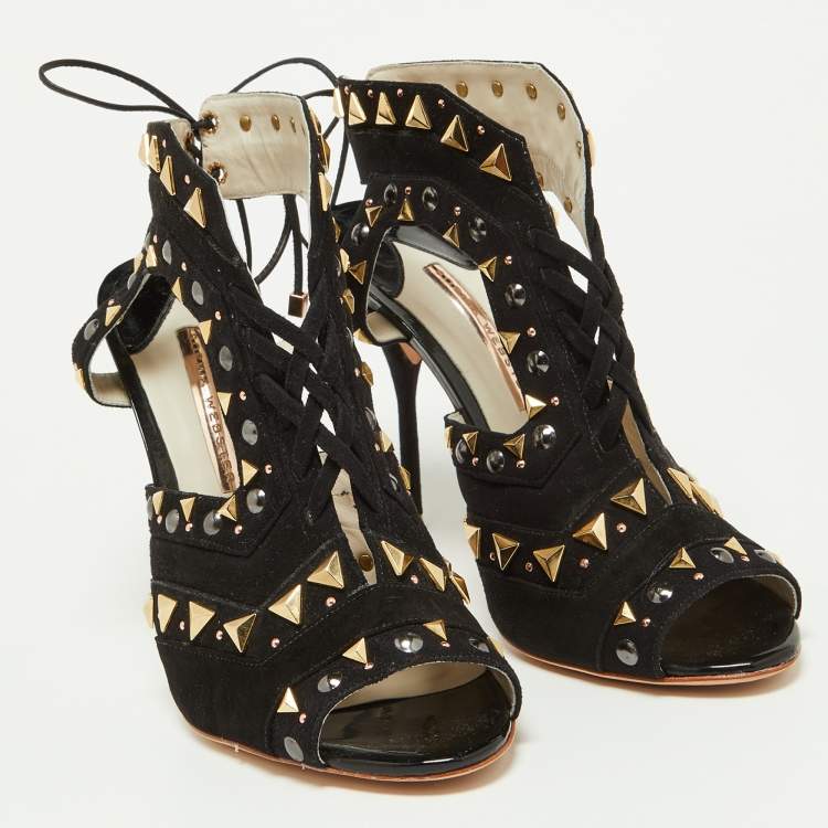 Pre Owned Sophia Webster Black Suede Studded Riko Sandals Size 41