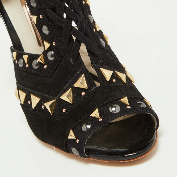 Pre Owned Sophia Webster Black Suede Studded Riko Sandals Size 41