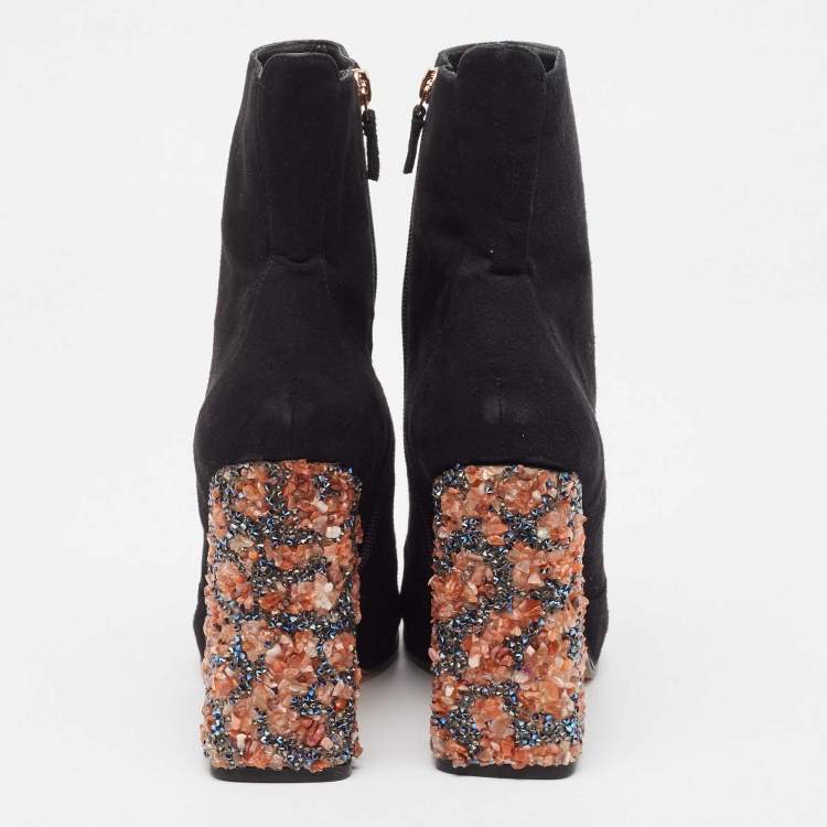 Pre Owned Sophia Webster Black Suede Felicity Ankle Boots Size 41.5