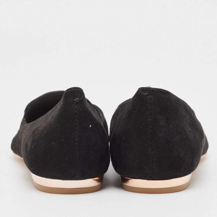 Pre Owned Sophia Webster Black Suede Bibi Butterfly Pointed Toe Ballet Flats Size 37
