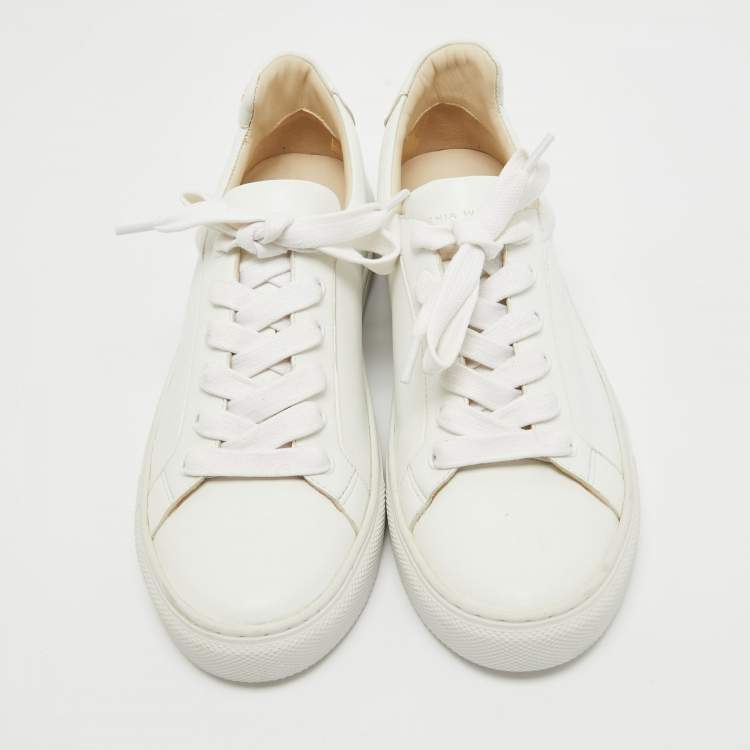 Pre Owned Sophia Webster White Leather Butterfly Low Top Sneakers Size 38