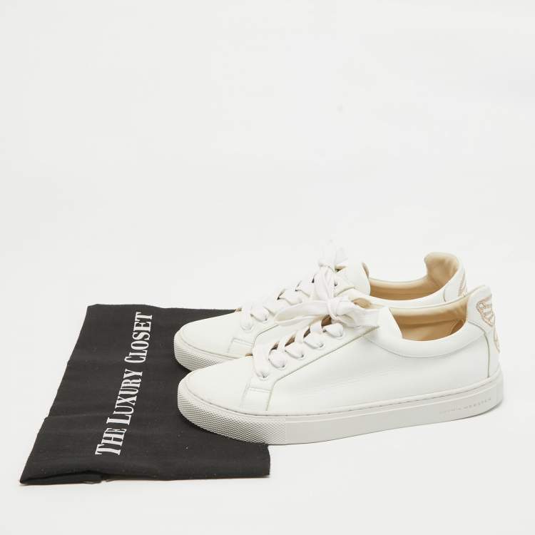 Pre Owned Sophia Webster White Leather Butterfly Low Top Sneakers Size 38