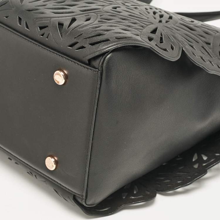 Pre Owned Sophia Webster Black Leather Lasercut Liara Tote