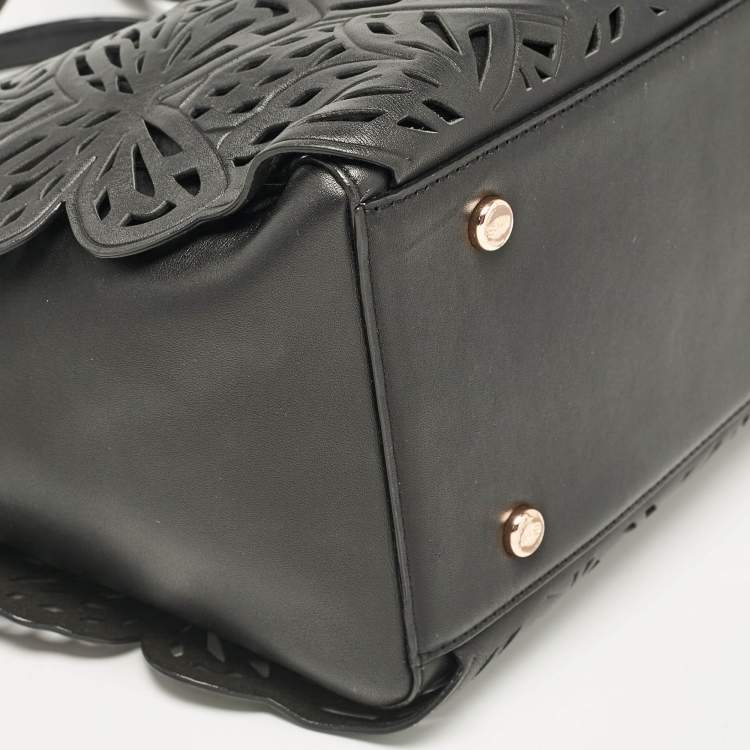 Pre Owned Sophia Webster Black Leather Lasercut Liara Tote