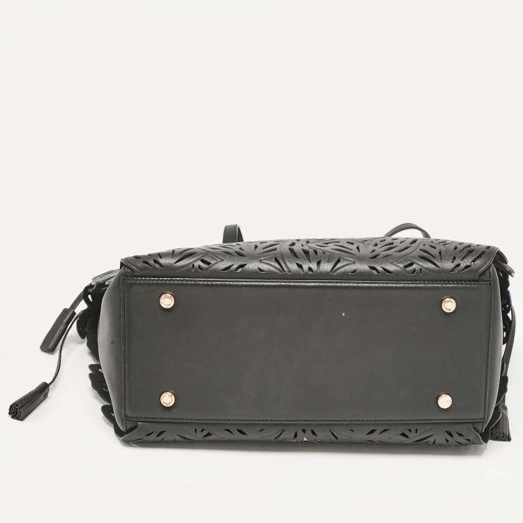 Pre Owned Sophia Webster Black Leather Lasercut Liara Tote