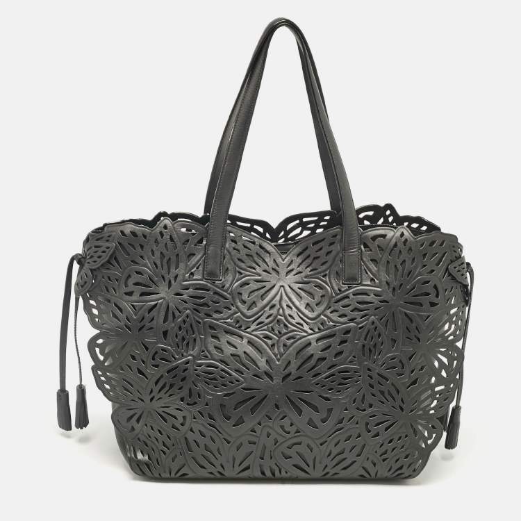 Pre Owned Sophia Webster Black Leather Lasercut Liara Tote