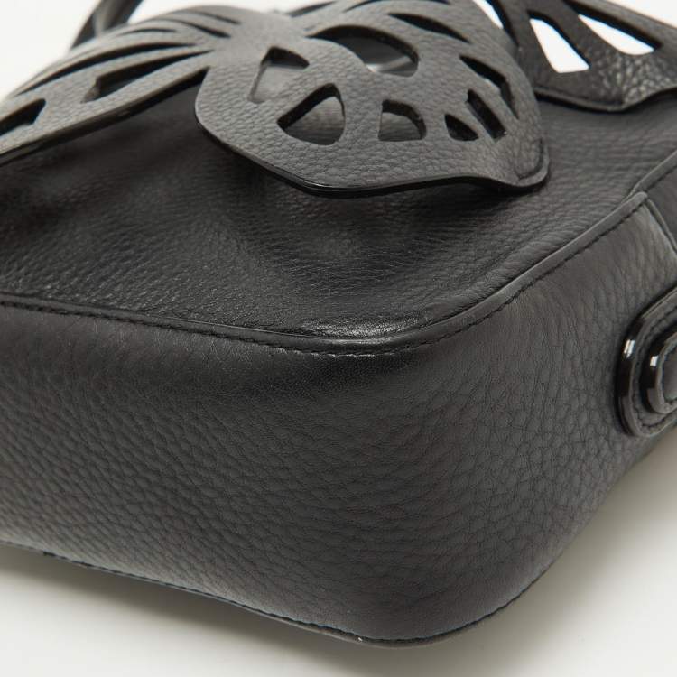 Pre Owned Sophia Webster Black Leather Flossy Butterfly Camera Crossbody Bag