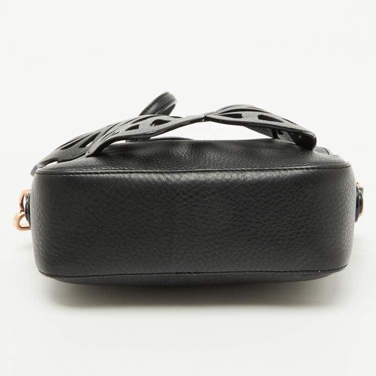 Pre Owned Sophia Webster Black Leather Flossy Butterfly Camera Crossbody Bag