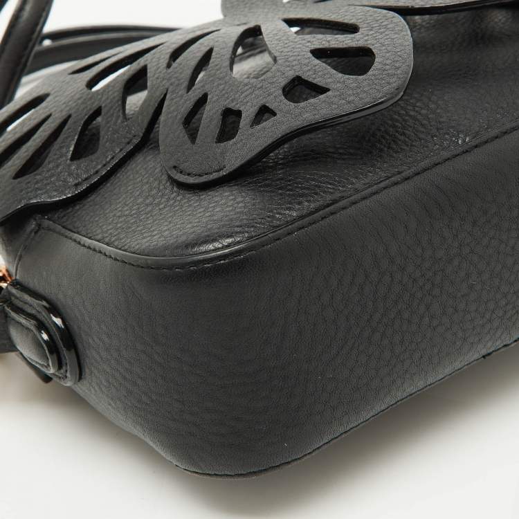 Pre Owned Sophia Webster Black Leather Flossy Butterfly Camera Crossbody Bag