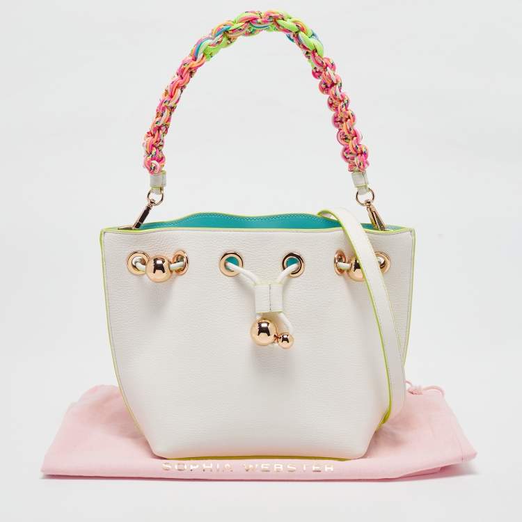 Pre Owned Sophia Webster White Leather Romy Drawstring Bucket Bag