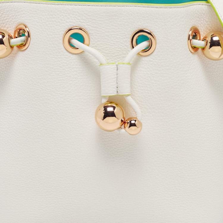 Pre Owned Sophia Webster White Leather Romy Drawstring Bucket Bag