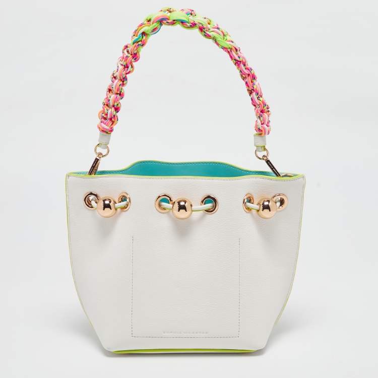 Pre Owned Sophia Webster White Leather Romy Drawstring Bucket Bag