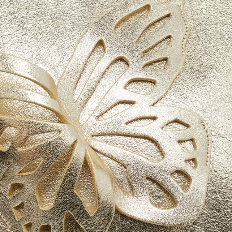 Pre Owned Sophia Webster Butterfly Gold Leather Wristlet Pouch