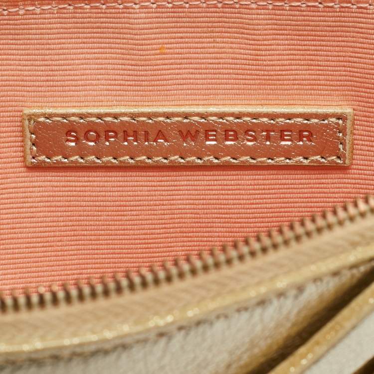 Pre Owned Sophia Webster Butterfly Gold Leather Wristlet Pouch