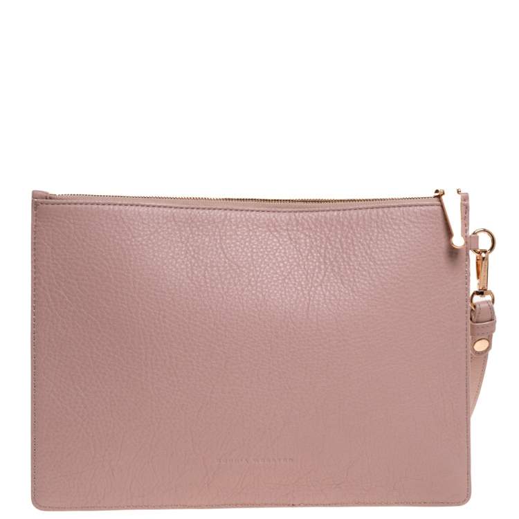 Pre Owned Sophia Webster Powder Pink Leather Flowwy Royalty Wristlet Clutch