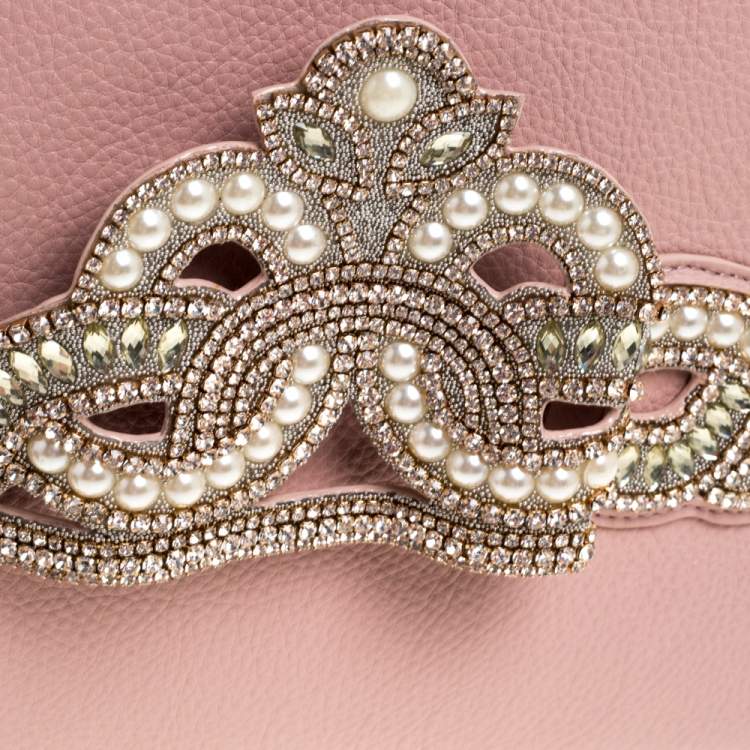 Pre Owned Sophia Webster Powder Pink Leather Flowwy Royalty Wristlet Clutch