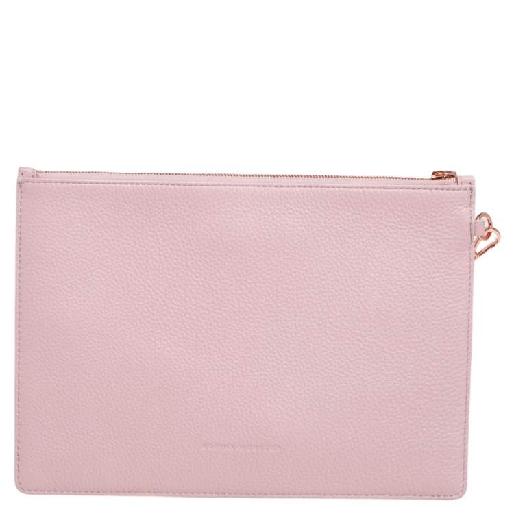 Pre Owned Sophia Webster Powder Pink Leather Flowwy Royalty Wristlet Clutch