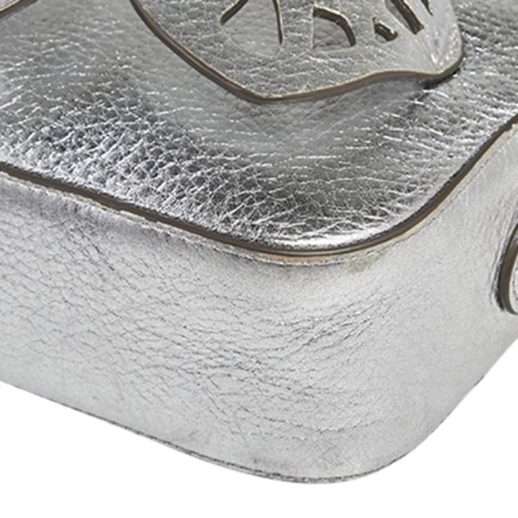 Pre Owned Sophia Webster Silver Leather Flossy Butterfly Camera Crossbody Bag