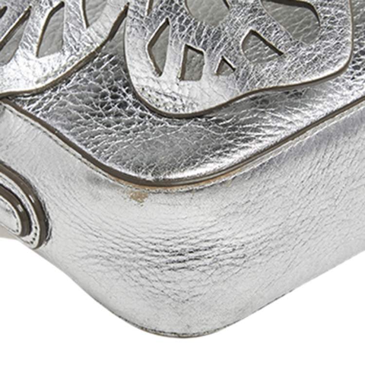 Pre Owned Sophia Webster Silver Leather Flossy Butterfly Camera Crossbody Bag