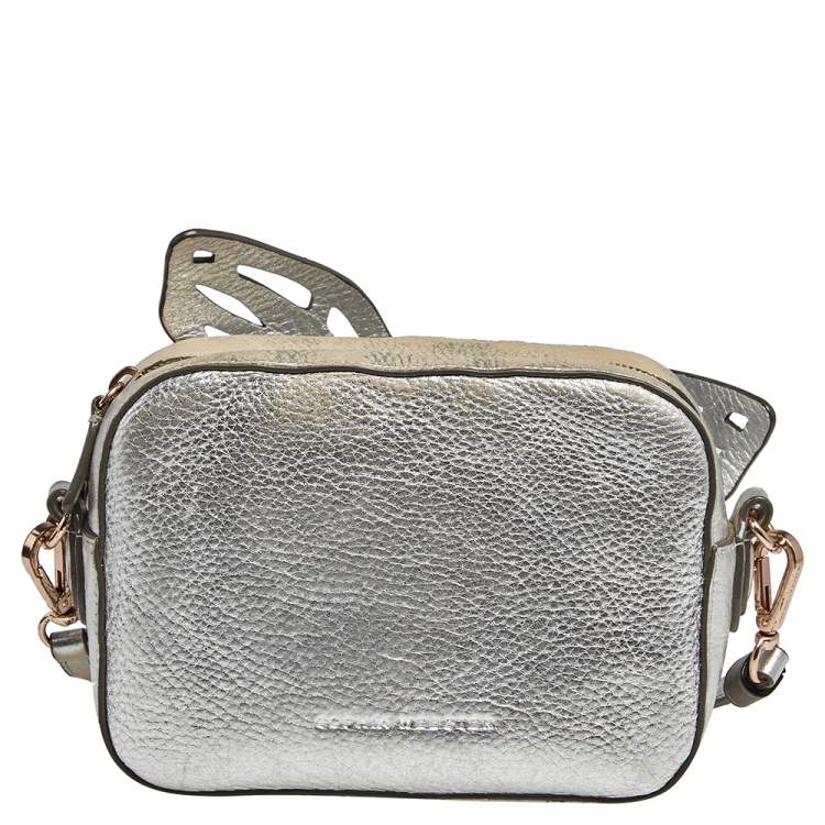 Pre Owned Sophia Webster Silver Leather Flossy Butterfly Camera Crossbody Bag