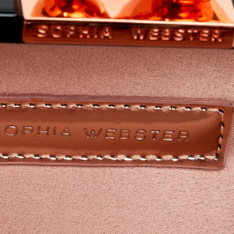 Pre Owned Sophia Webster Black Leather Vivi Butterfly Handle Box Clutch