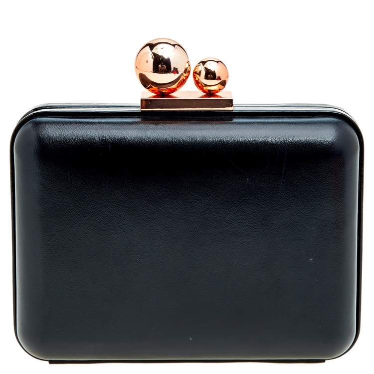 Pre Owned Sophia Webster Black Leather Vivi Butterfly Handle Box Clutch