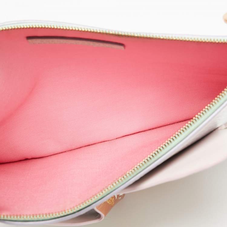 Pre Owned Sophia Webster Metallic Silver Leather Butterfly Wristlet Pouch