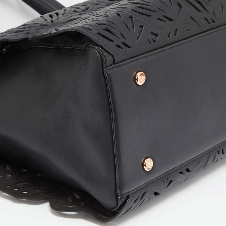 Pre Owned Sophia Webster Black Laser Cut Leather Liara Tote