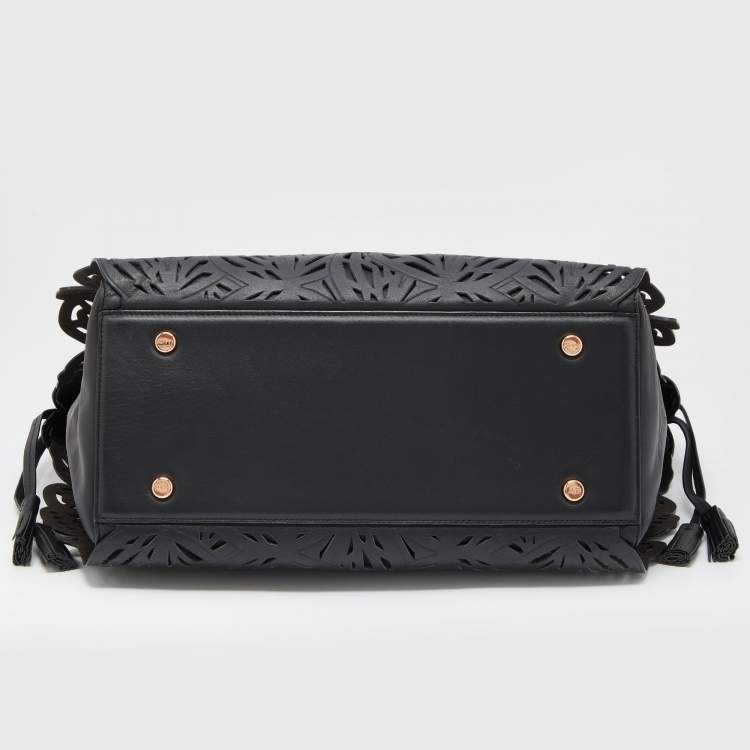 Pre Owned Sophia Webster Black Laser Cut Leather Liara Tote
