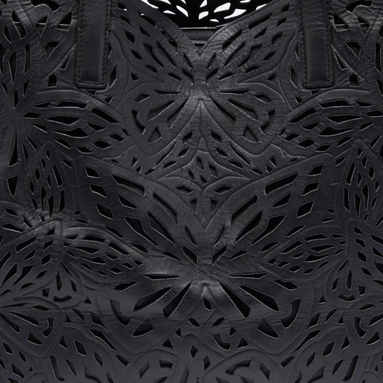 Pre Owned Sophia Webster Black Laser Cut Leather Liara Tote