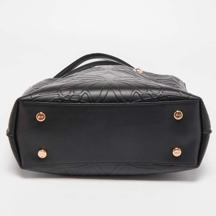 Pre Owned Sophia Webster Black Butterfly Embossed Leather Chain Tote