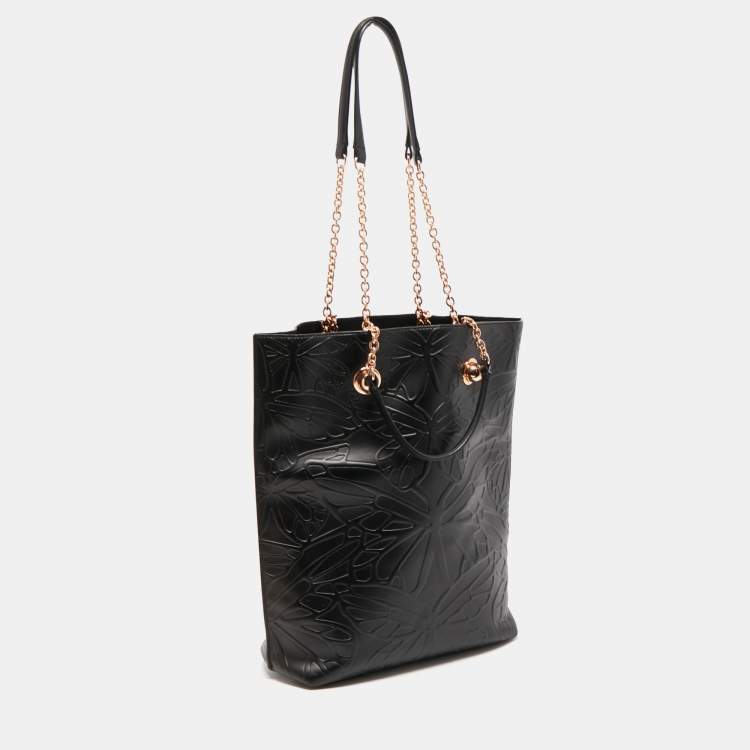 Pre Owned Sophia Webster Black Butterfly Embossed Leather Chain Tote