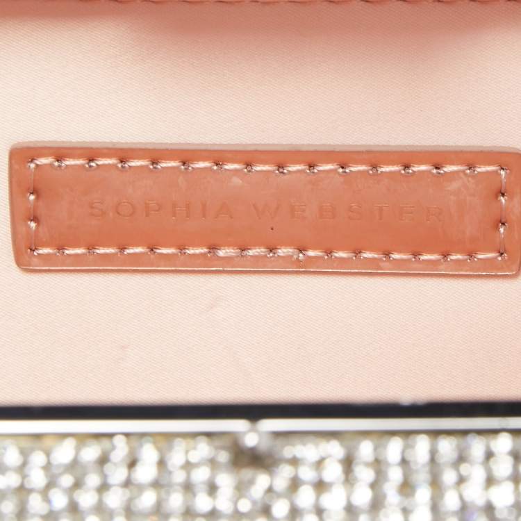 Pre Owned Sophia Webster Silver Crystal/Pearl Embellished Clara Box Clutch