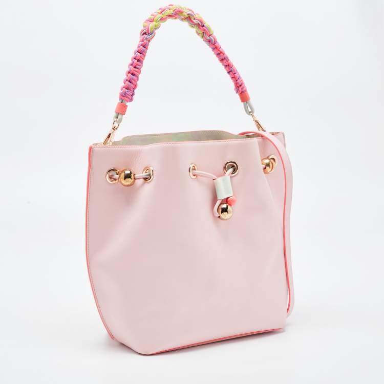 Pre Owned Sophia Webster Pink Leather Romy Drawstring Bucket Bag