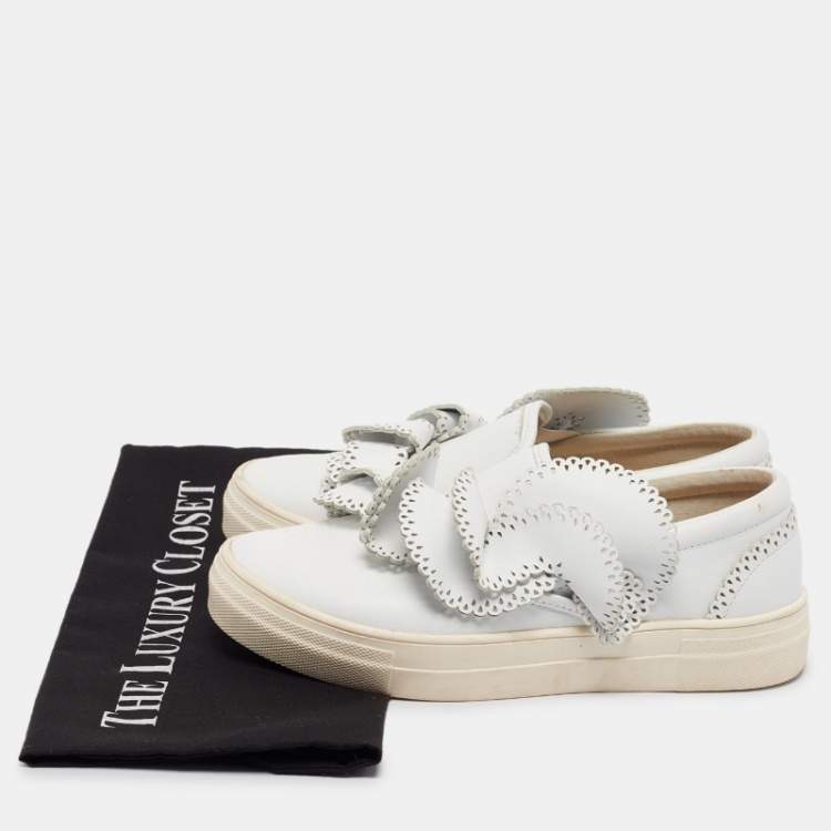 Pre Owned Sophia Webster White Leather Embellished Slip On Sneakers Size 36