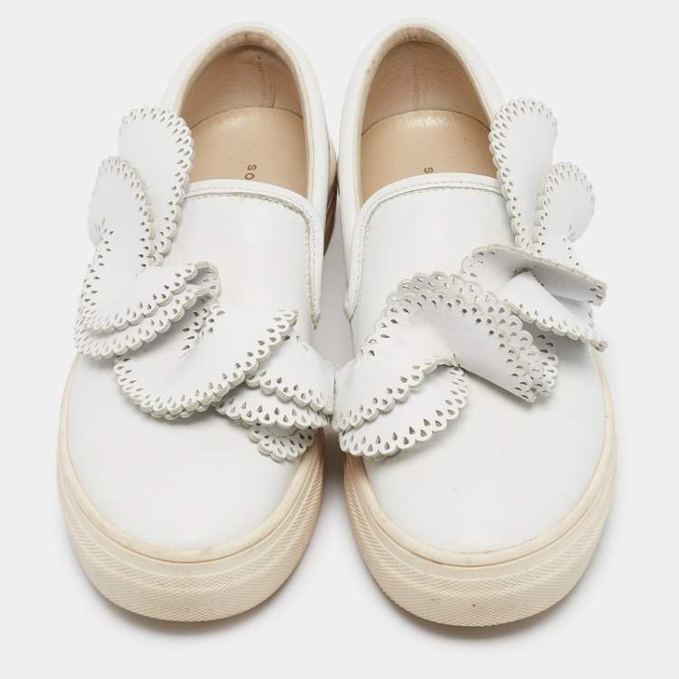 Pre Owned Sophia Webster White Leather Embellished Slip On Sneakers Size 36
